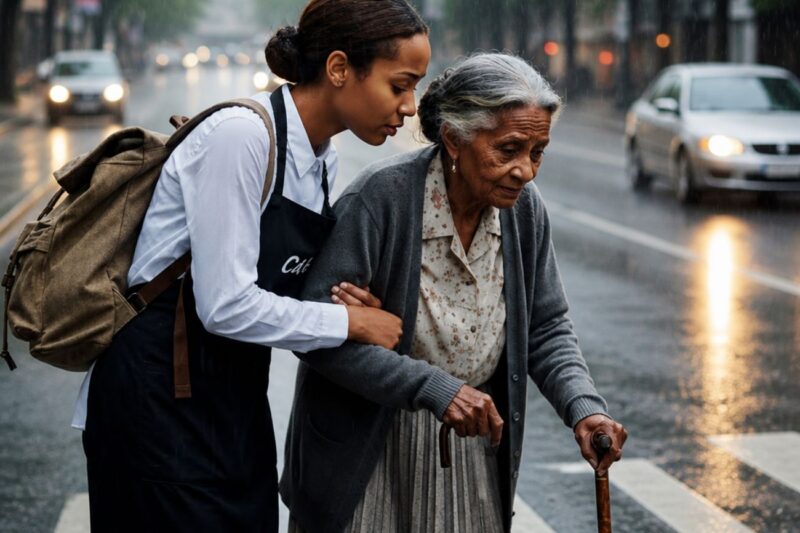 Une jeune fille a aidé une vieille dame à traverser la rue… sans savoir qu’elle était la mère d’un milliardaire.