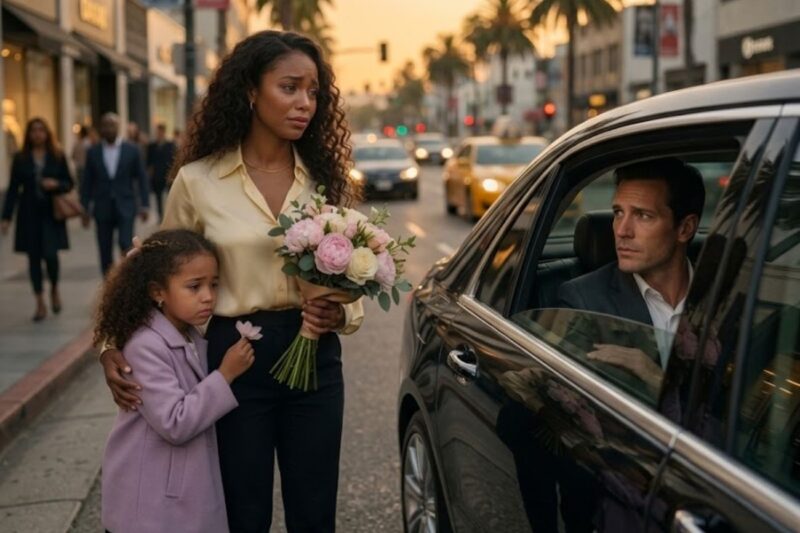 Un milliardaire était furieux à cause d’un feu rouge, jusqu’à ce qu’il aperçoive son ex-femme vendant des fleurs avec son bébé.
