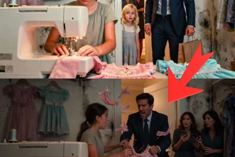 Un millionnaire ramasse la robe de sa fille et découvre une petite fille… Ce qu’elle lui raconte le remplit de rage.
