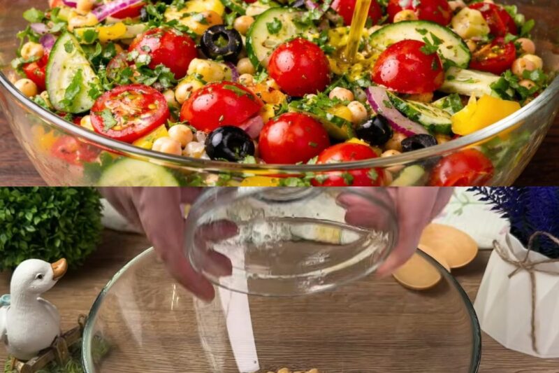 L’insalata mediterranea di ceci che si prepara in soli 5 minuti: il segreto naturale, ricco e delizioso per fare il pieno di energia e sgonfiare l’addome