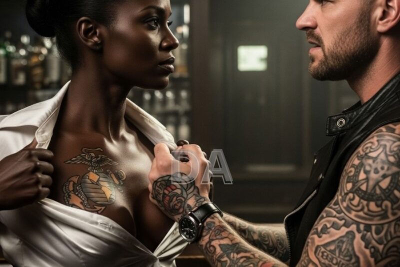 Un motard a déchiré la chemise de la serveuse — Ce qu’il a vu a glacé tout le bar…