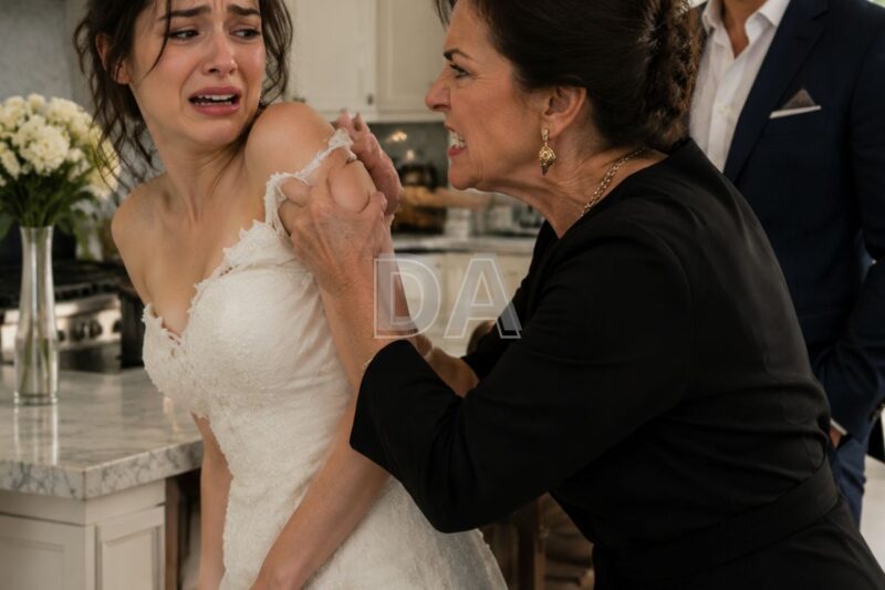 Quando mia suocera mi ha strappato il vestito bianco in mezzo alla cucina, ha urlato: “Mio figlio paga tutto in questa casa!”. Mio marito le stava accanto e non ha detto nulla. Neanche una parola. Così, la mattina dopo, quando la sua chiave non apriva più la porta di casa, l’ho osservata attraverso la telecamera di sicurezza e le ho sussurrato: “Patricia, questa casa non è mai stata sua”. E quella è stata solo la prima bugia che ho smascherato.