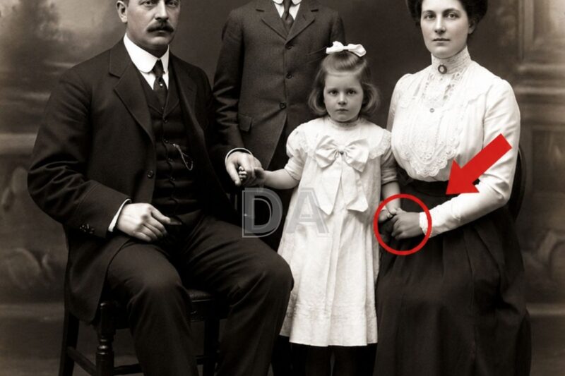 Questa foto scattata in studio nel 1914 sembra innocua, finché non si nota cosa la madre nasconde nella mano.