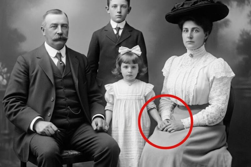 Questa foto del 1914 sembra normale, finché non si nota cosa nasconde la madre.