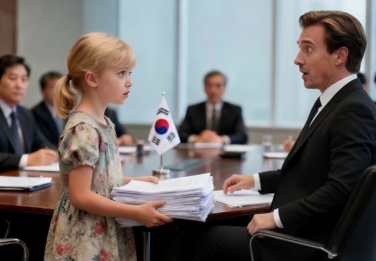 « Je parle cinq langues ! » s’exclame la fille de la bonne. Le millionnaire rit… puis le téléphone sonne…