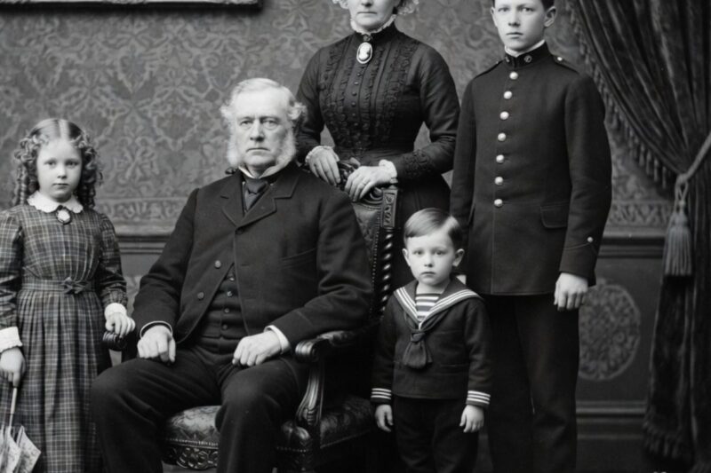 Découverte d’un portrait de famille de 1892 — Les historiens sont stupéfaits en découvrant ce qui se trouve à côté de la chaise
