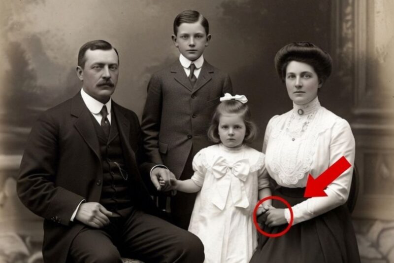 Cette photo de studio de 1914 semble inoffensive — jusqu’à ce que l’on remarque ce que la mère cache dans sa main