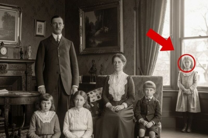 Une photo de famille de 1910 semble anodine — mais regardez l’enfant debout près de la fenêtre