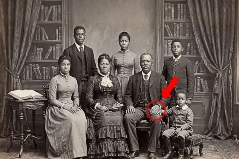 Ce n’était qu’un portrait de famille, mais regardez de plus près la main du plus jeune enfant.