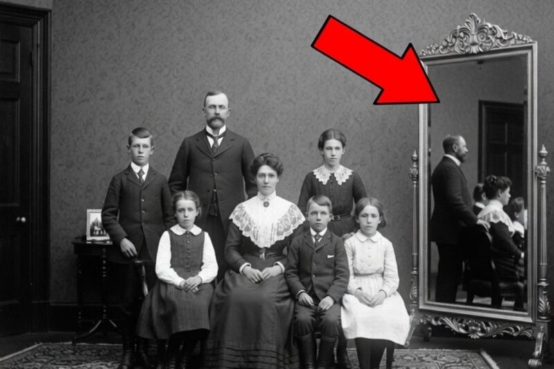Ce portrait de famille de 1903 semble paisible — jusqu’à ce qu’on voie ce qui se cache dans le miroir.