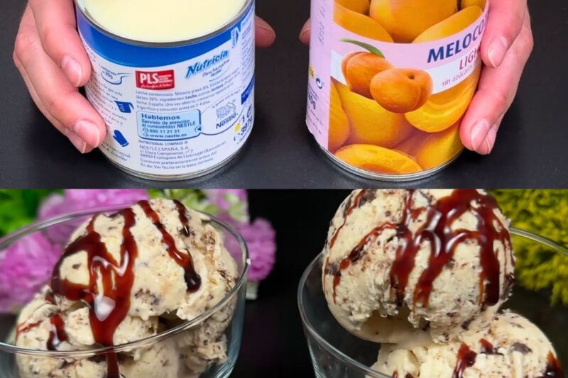Montate il latte condensato con le pesche! Il miglior dessert estivo senza cottura!
