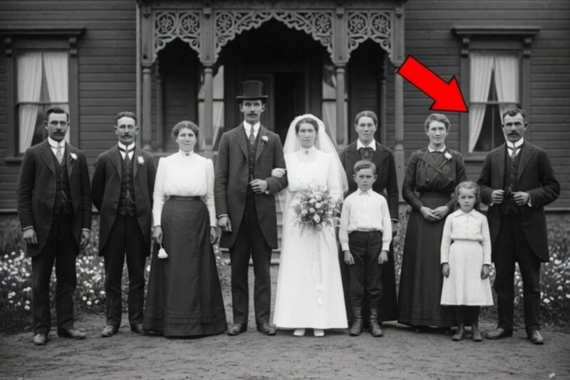 Une photo de mariage de 1905 semble normale, mais en arrière-plan, les historiens sont choqués.