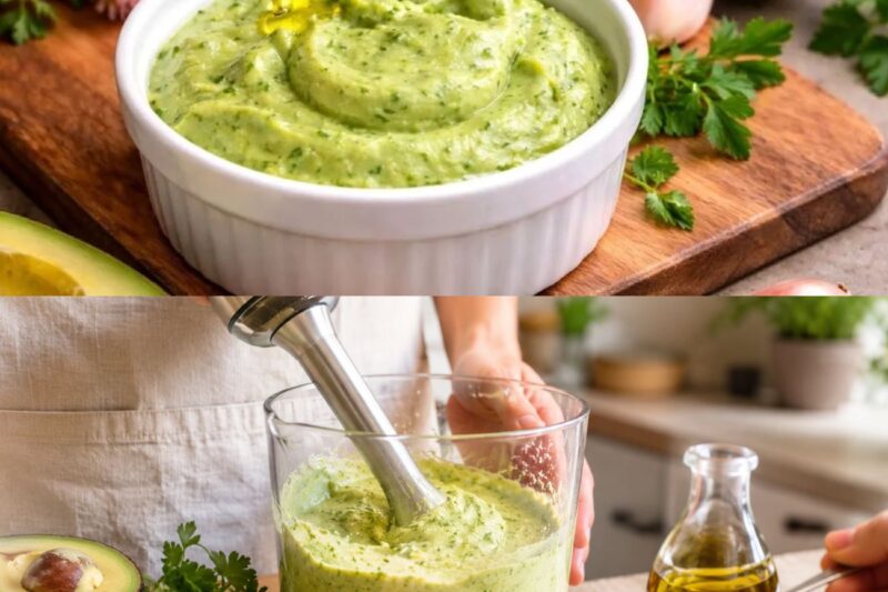 Questa maionese di avocado fatta in casa è una di quelle ricette veloci che poi finisci per usare davvero su tutto: si fa in un attimo ma ti risolve un sacco di piatti!