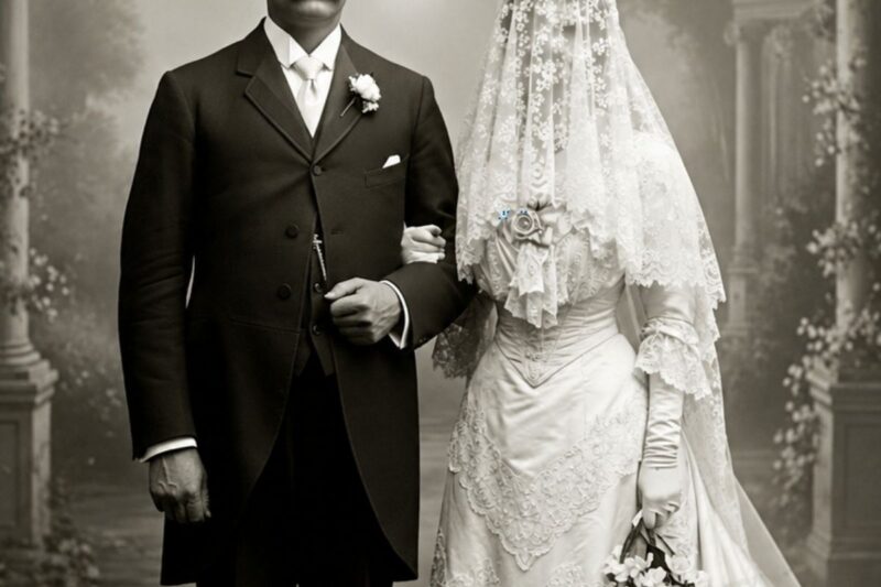 Una foto in studio del 1912 ritrae una sposa: uno zoom sul suo velo ha rivelato una verità inaspettata.