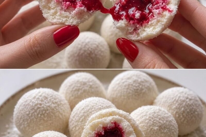 Boules de noix de coco et de framboises : Elles ressemblent à celles de Raphael… mais elles sont préparées en 15 minutes (et sans four) : c’est mon dessert de minuit sain et sans danger !