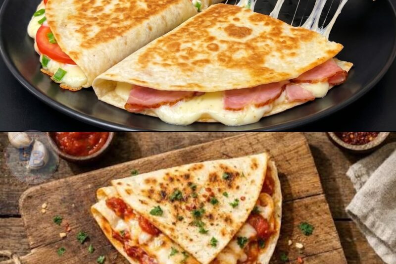 Mieux qu’une pizza ! Une recette de petit-déjeuner simple et rapide (5 minutes seulement) : œufs, fromage et tortillas.