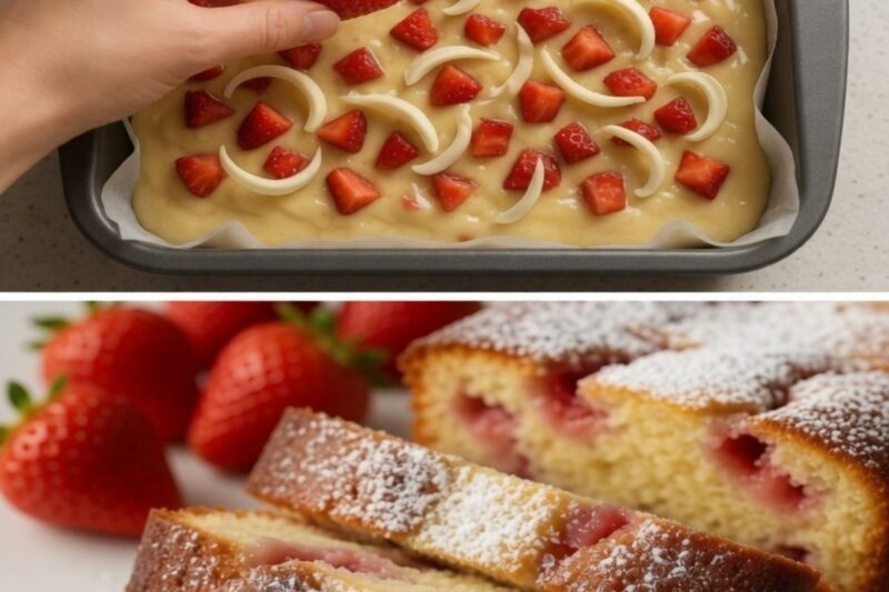 J’ai combiné des fraises et des pommes et j’ai obtenu un excellent résultat : un gâteau très moelleux et léger que je prépare chaque semaine et qui ne contient que 175 kcal !